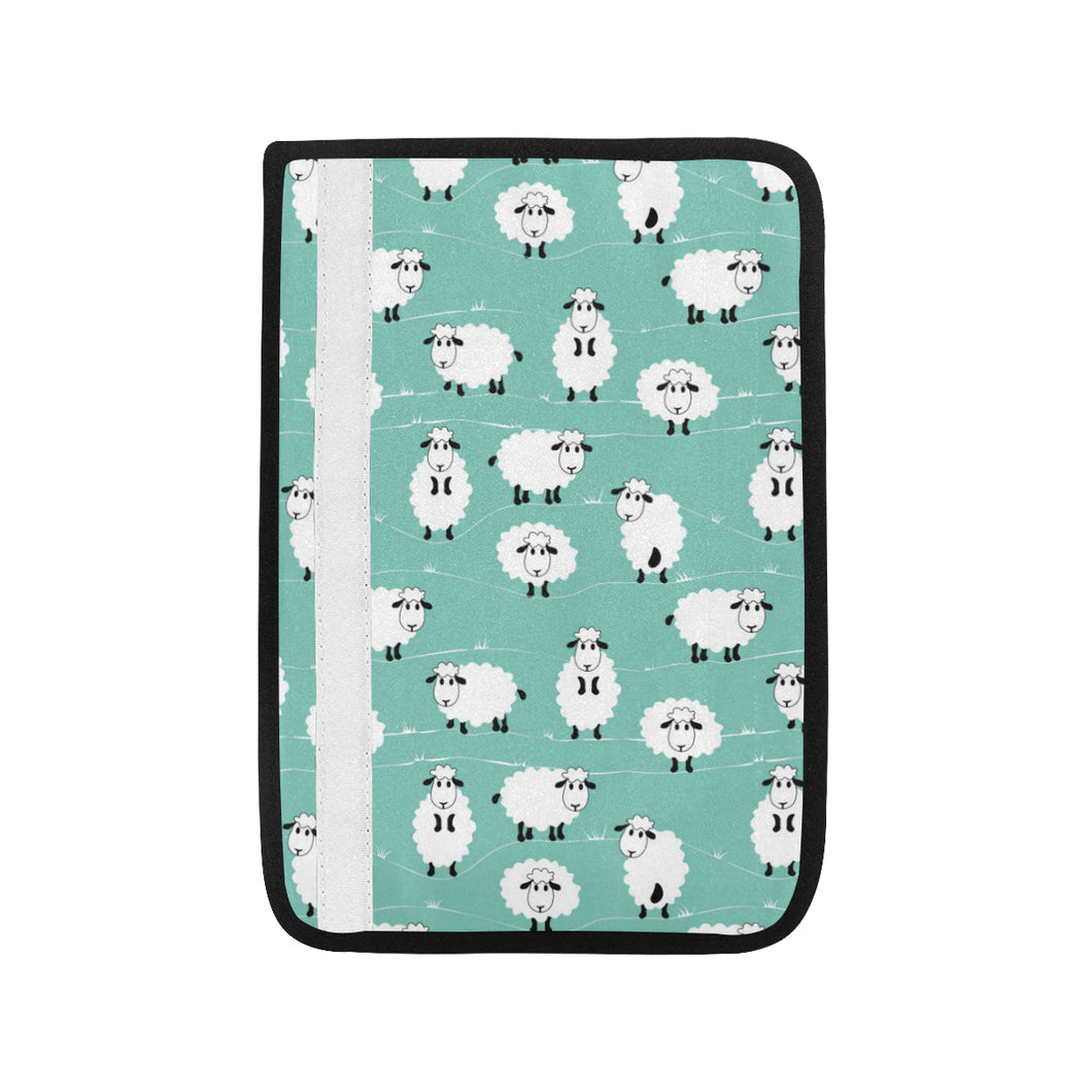 Cute sheep green background Car Seat Belt Cover