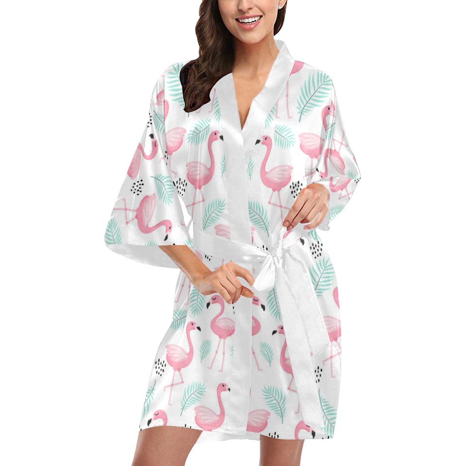 Cute flamingo pattern Women's Short Kimono Robe