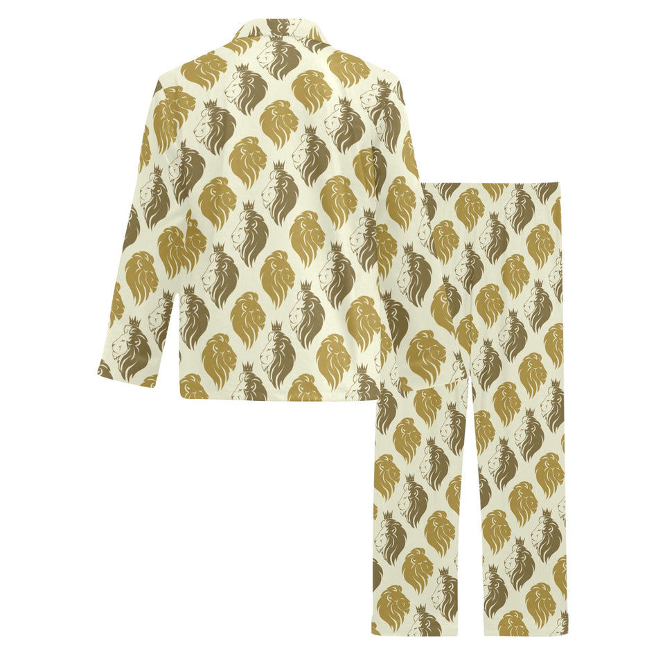 Lion Pattern Print Design 02 Men's Long Pajama Set