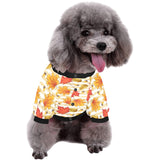 Maple leaf oak leaf acorns beige striped backgroun All Over Print Pet Dog Round Neck Fuzzy Shirt