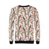 Peacock tropical flower pattern Women's Crew Neck Sweatshirt