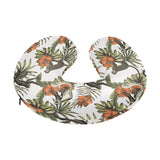 Monkey red hibiscus flower palm leaves floral patt U-Shaped Travel Neck Pillow