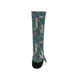 Raccoon tropical leaves pattern Crew Socks