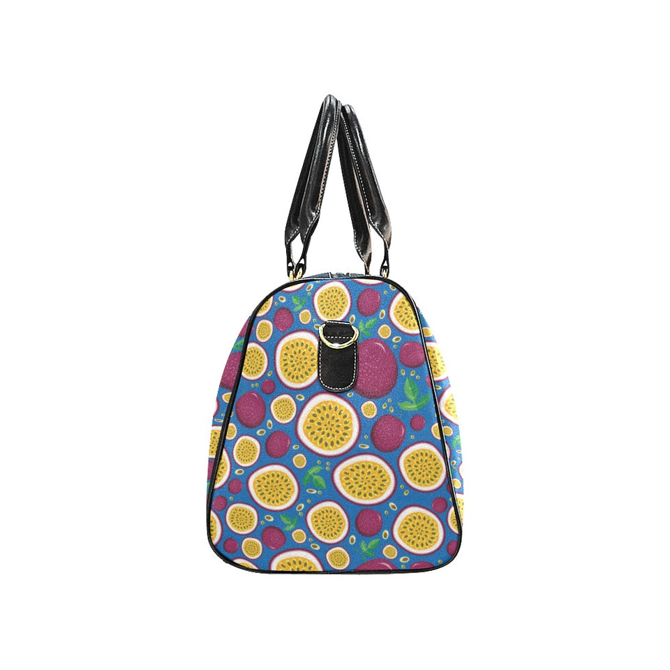 Passion fruit blue background Travel Bag