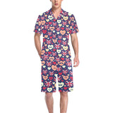 British Pattern Print Design 02 Men's V-Neck Short Pajama Set