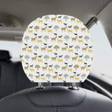 Silhouettes of goat and tree pattern Car Headrest Cover