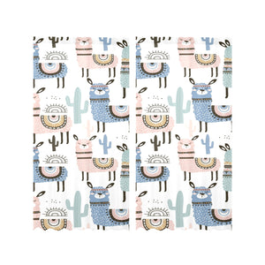 lama Alpaca cactus hand drawn pattern Gauze Curtain