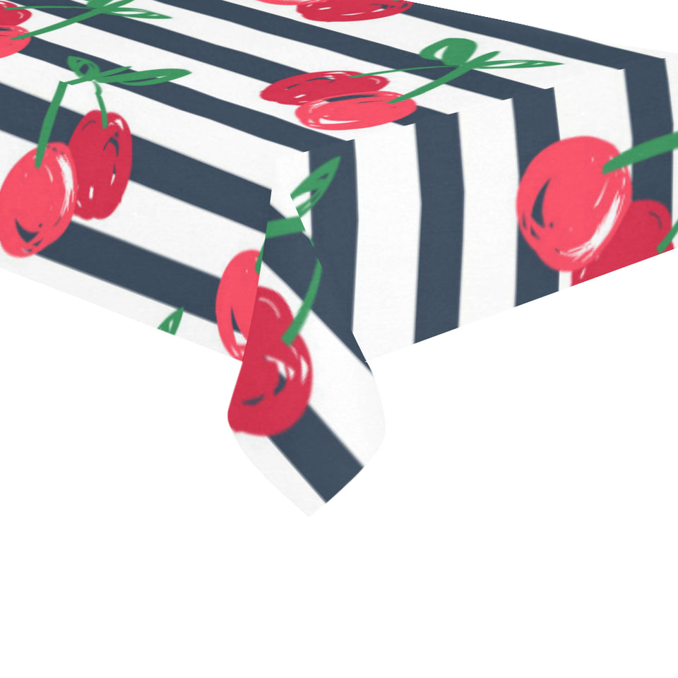 Hand drawn cherry pattern striped background Tablecloth