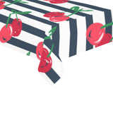 Hand drawn cherry pattern striped background Tablecloth