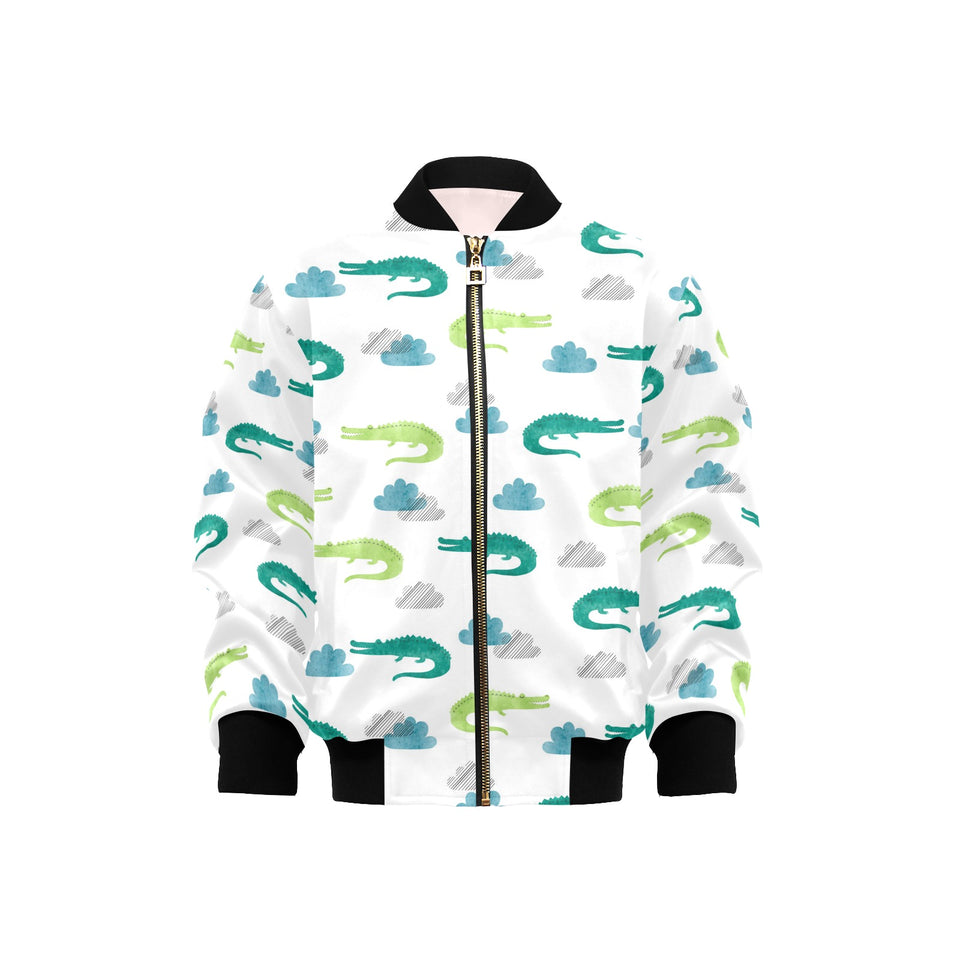 watercolor crocodile pattern Kids' Boys' Girls' Bomber Jacket