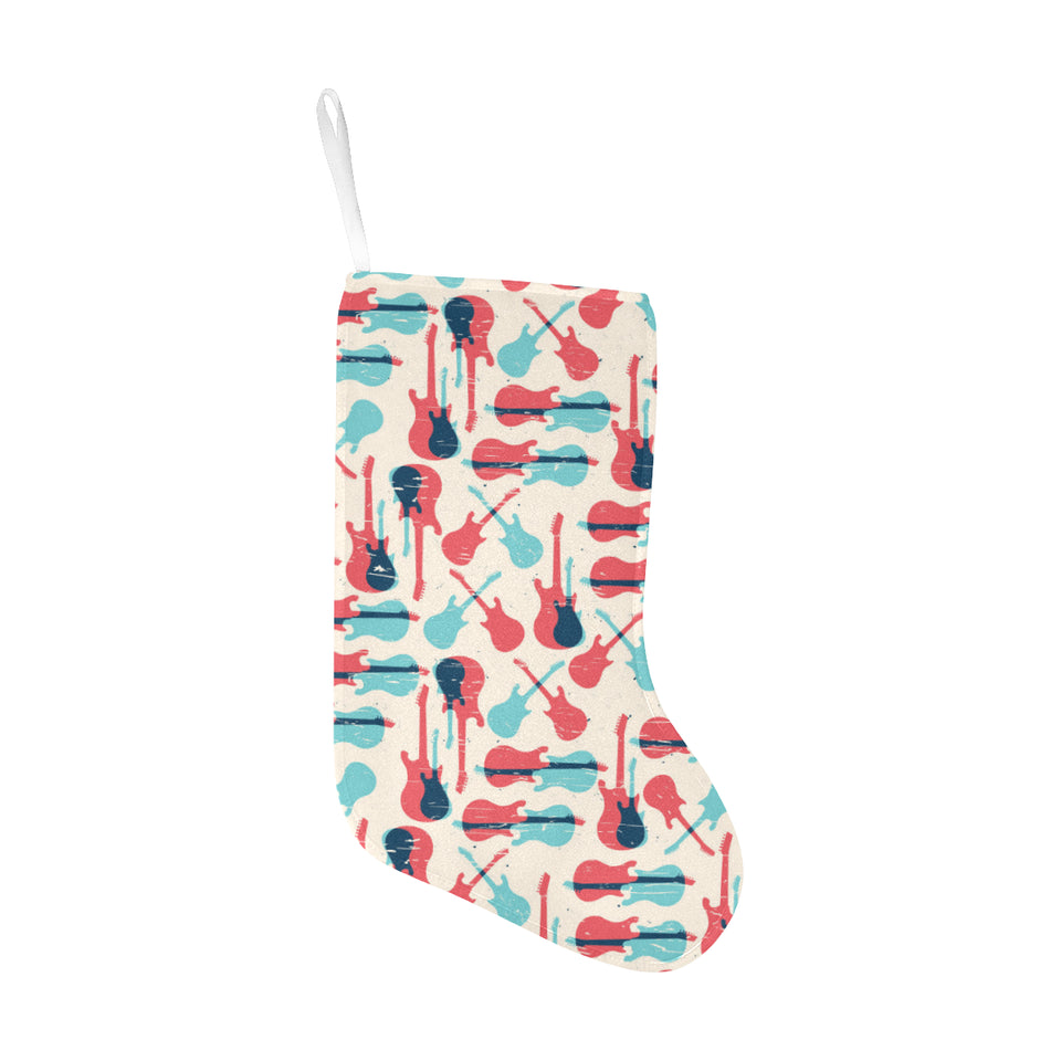 Red Blue guitar pattern Christmas Stocking