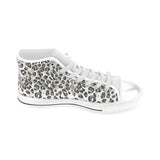 Leopard skin print pattern Men's High Top Canvas Shoes White
