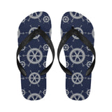 nautical steering wheel design pattern Unisex Flip Flops