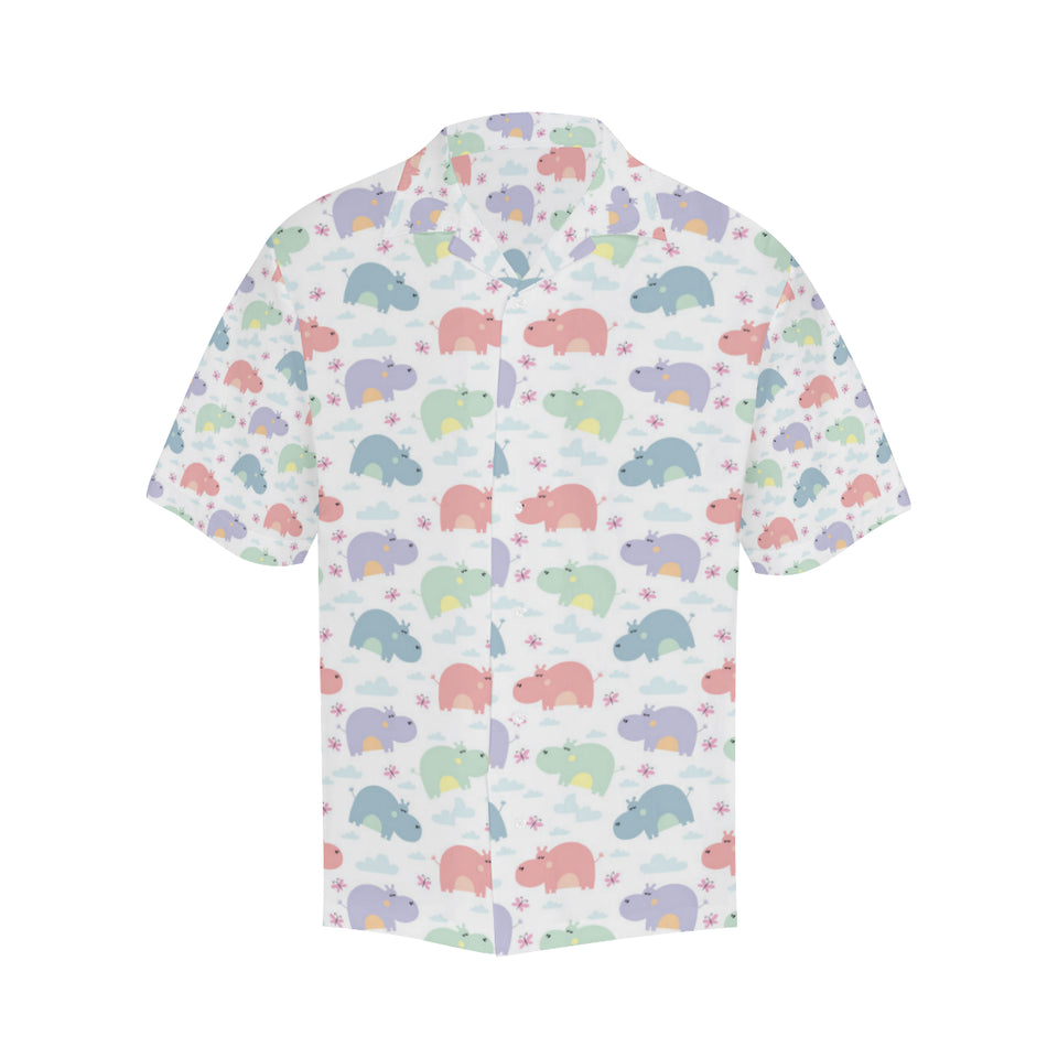 Hippopotamus Pattern Print Design 03 Men's All Over Print Hawaiian Shirt (Model T58)