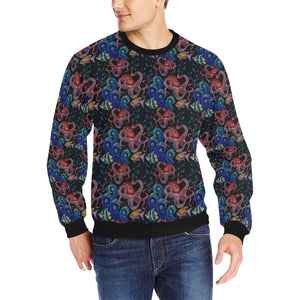 Octopus sea wave tropical fishe pattern Men's Crew Neck Sweatshirt