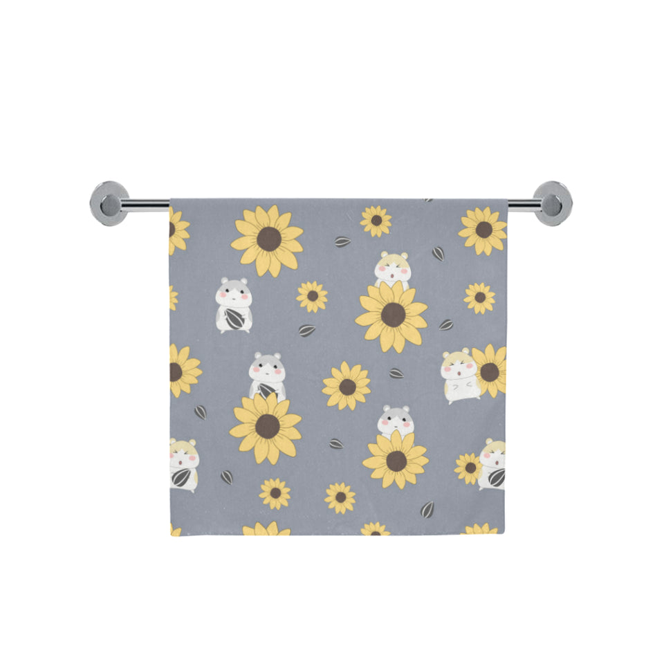 Cute hamster sunflower pattern background Bath Towel