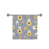 Cute hamster sunflower pattern background Bath Towel