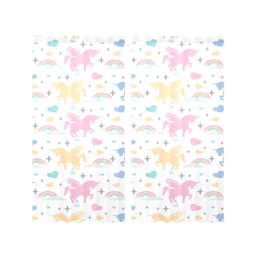 colorful unicorn rainbow heart pattern Gauze Curtain