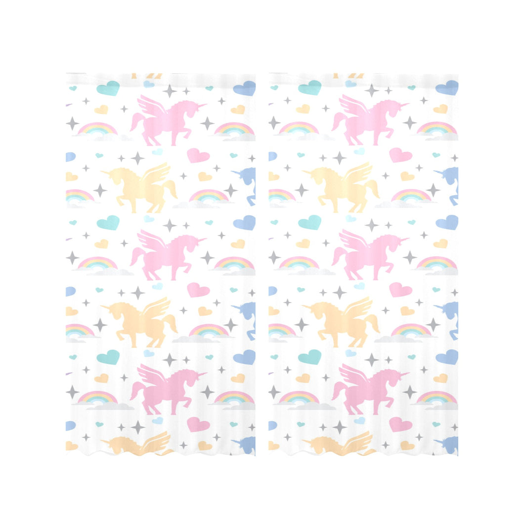 colorful unicorn rainbow heart pattern Gauze Curtain