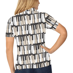 Piano Pattern Print Design 04 Women's All Over Print Polo Shirt