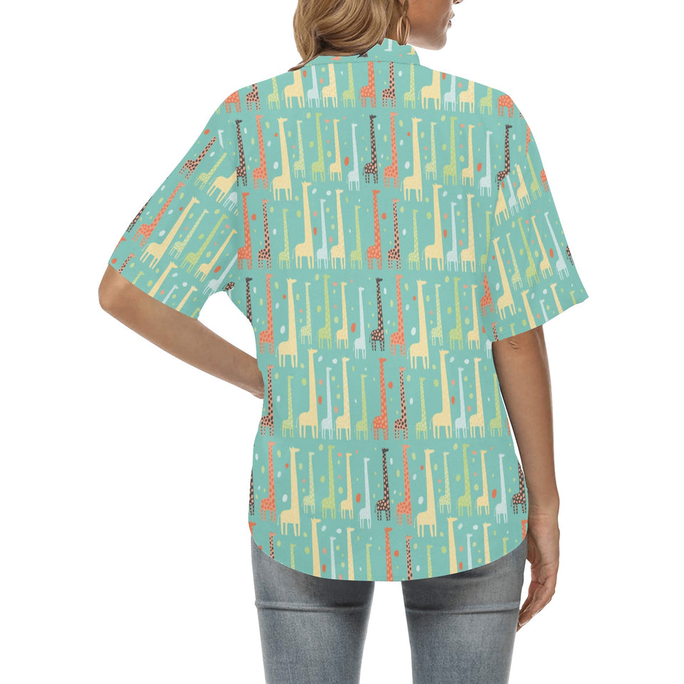 Giraffe Pattern Print Design 01 Women's All Over Print Hawaiian Shirt