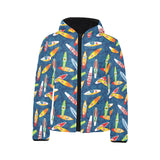 Surfboard Pattern Print Design 01 Kids' Boys' Girls' Padded Hooded Jacket