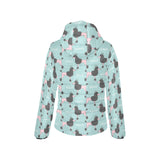 poodle dog green background Women's Padded Hooded Jacket