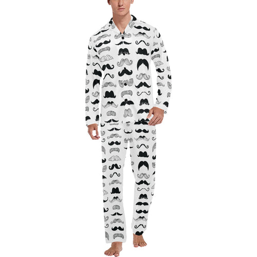 Mustache Beard Pattern Print Design 04 Men's Long Pajama Set