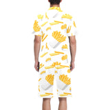 French fries white paper box pattern Men's V-Neck Short Pajama Set