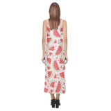 Watermelon pattern V-Neck Open Fork Long Dress
