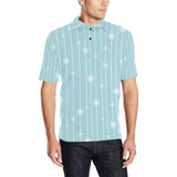 Snowflake pattern blue stripe background Men's All Over Print Polo Shirt