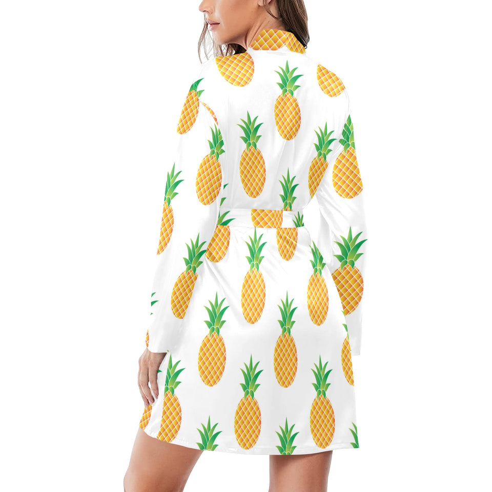 Pineapples pattern Women's Long Sleeve Belted Night Robe