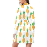 Pineapples pattern Women's Long Sleeve Belted Night Robe