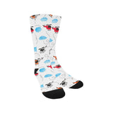 Watercolor helicopter cloud pattern Crew Socks