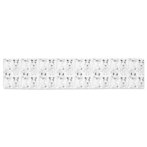 Bull Terrier Pattern Print Design 02 Table Runner