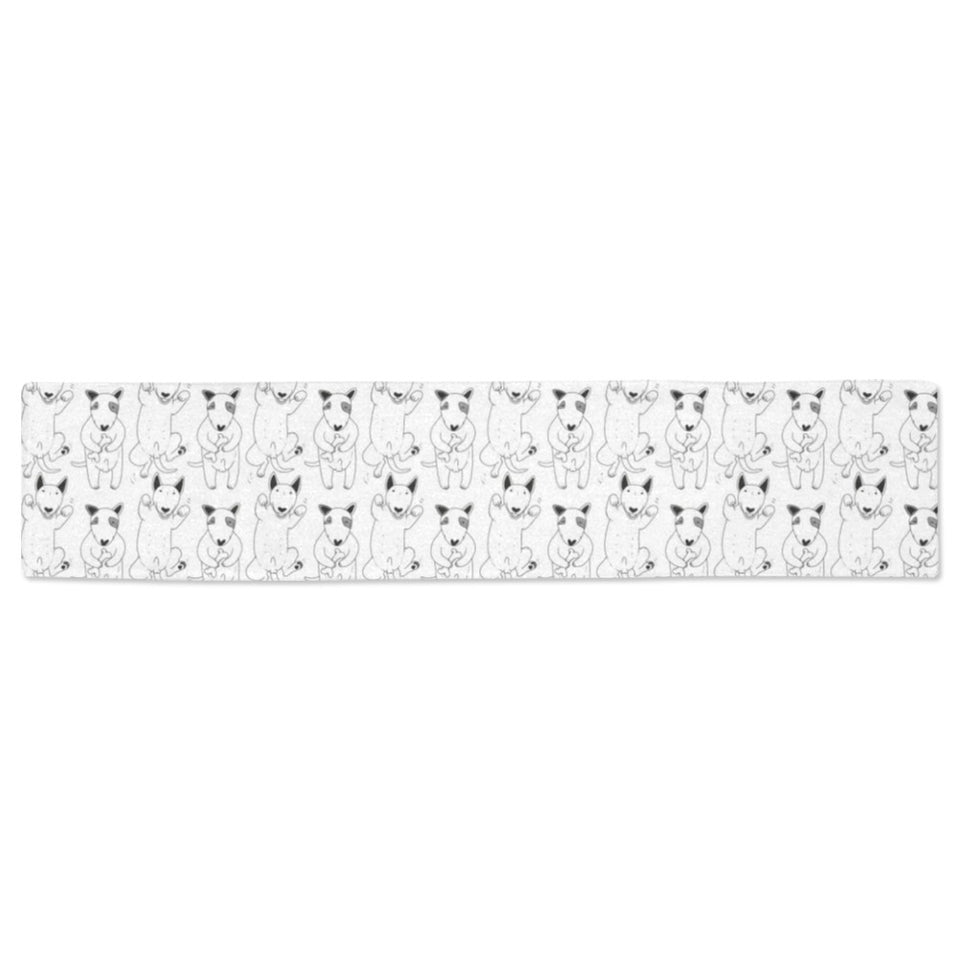 Bull Terrier Pattern Print Design 02 Table Runner
