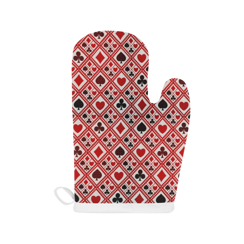 Casino Cards Suits Pattern Print Design 03 Heat Resistant Oven Mitts