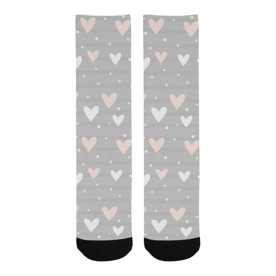 Heart pattern gray background Crew Socks