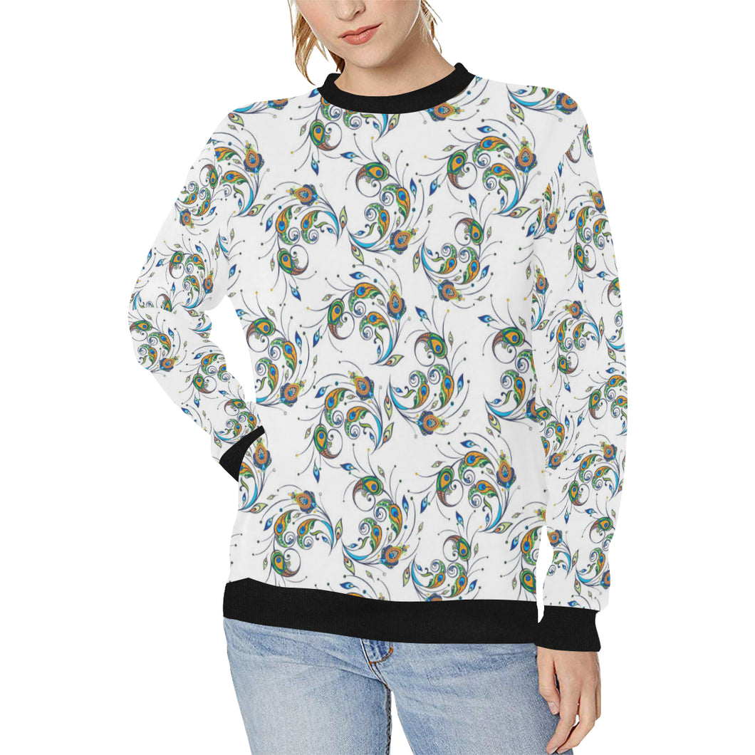 Peacock feather pattern Women's Crew Neck Sweatshirt