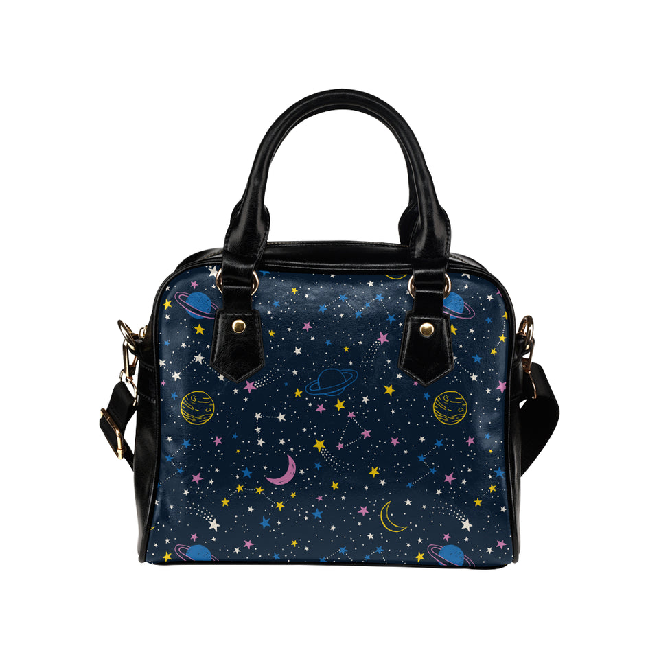 space pattern with planets, comets, constellations Shoulder Handbag