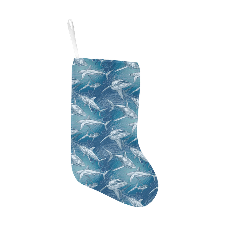 Shark hand drawn Christmas Stocking