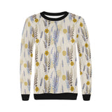 Lavender modern pattern blackground Women's Crew Neck Sweatshirt