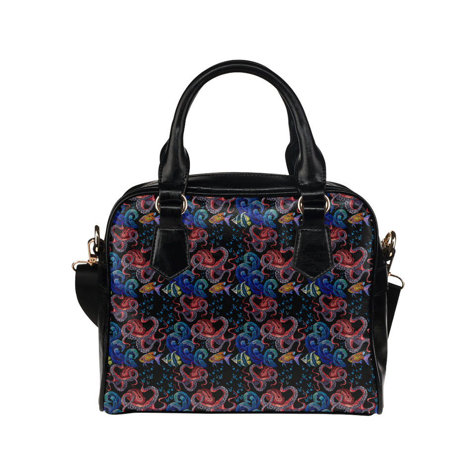 Octopus sea wave tropical fishe pattern Shoulder Handbag