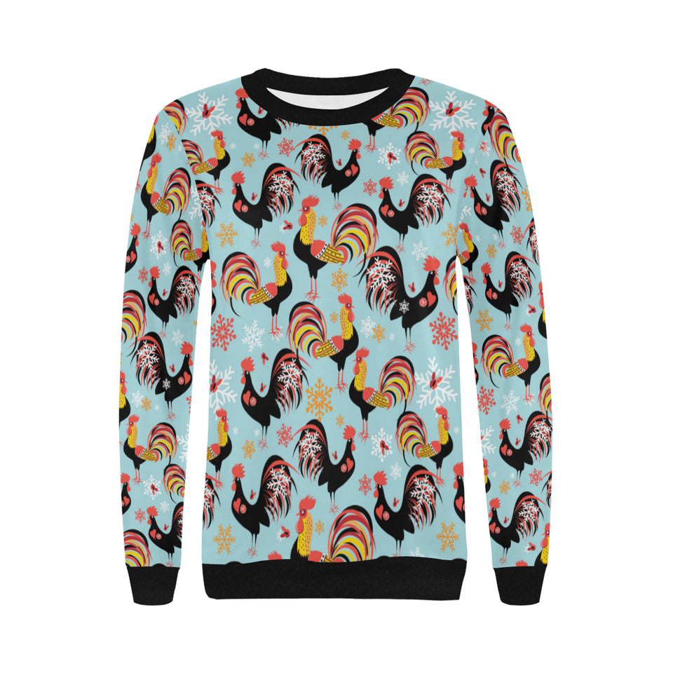 Rooster chicken cock snowfalke Women's Crew Neck Sweatshirt