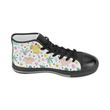 Cute elephants palm tree flower butterfly pattern Women's High Top Canvas Shoes Black
