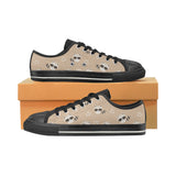 Cute raccoon heart pattern Men's Low Top Canvas Shoes Black