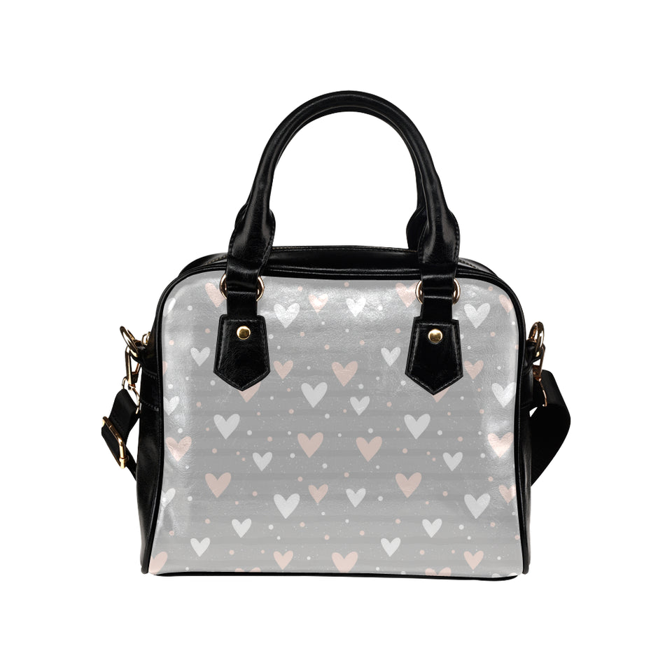 Heart pattern gray background Shoulder Handbag