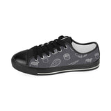 sushi pattern black background Women's Low Top Canvas Shoes Black