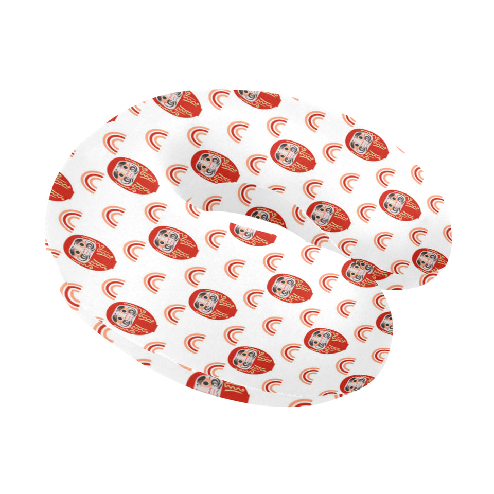 Daruma japanese wooden doll design pattern U-Shaped Travel Neck Pillow