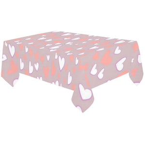 coral white heart pattern Tablecloth